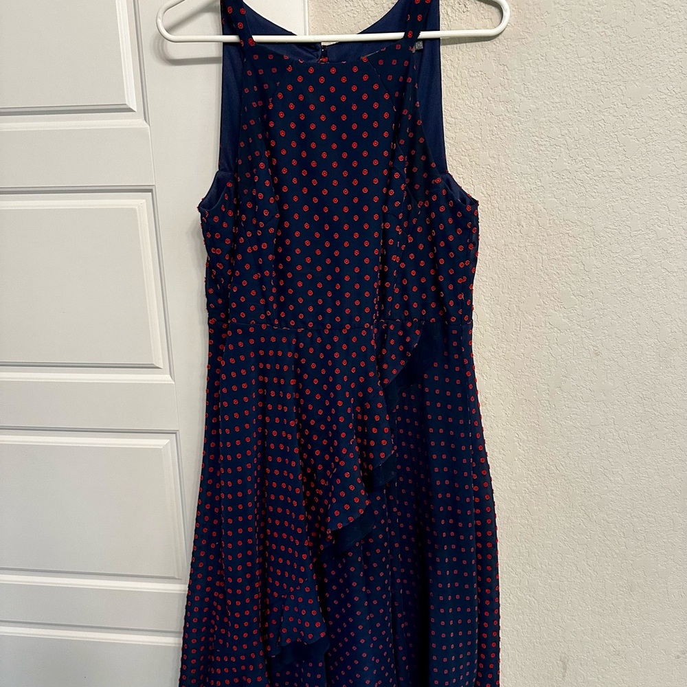 Eva Franco Asymmetrical Navy and Red Dress
